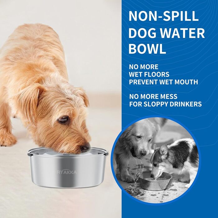 Нержавійна миска для собак 1L без розливання, повільне годування, для собак та котів маленьких та середніх порід