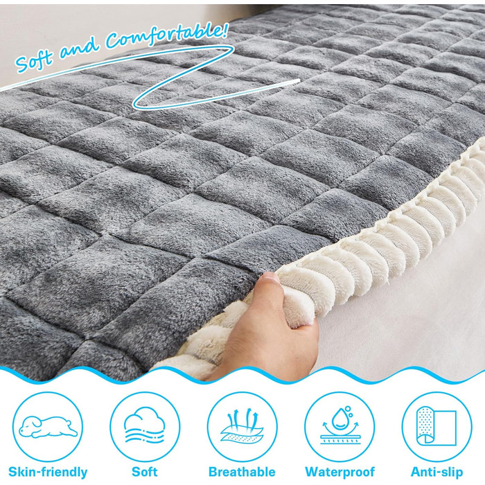 Захисний чохол на сидіння автомобіля для собак, ліжко для собак в авто, сумісний з подовжувачами сидінь, захист сидіння, нековзний, м'який, довговічний, для авто, вантажівок та SUV (Чорний та Білий, 59,9 x 129,5 чорний та білий 23.6'*51' (Темно-сірий та Б