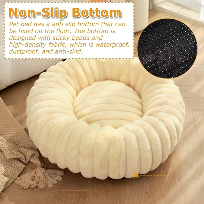 М'яке ліжко для собак Mateju Donut, плюшеве, для котів та собак, з антиковзною основою, смугастий стиль, для середніх та маленьких собак (блакитний, 70см)