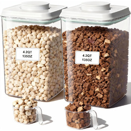 Контейнери для корму та ласощів для собак та котів, 2 шт, 4 л, з мірною ложкою, щільний Pop-кришка, пластикові контейнери для тварин