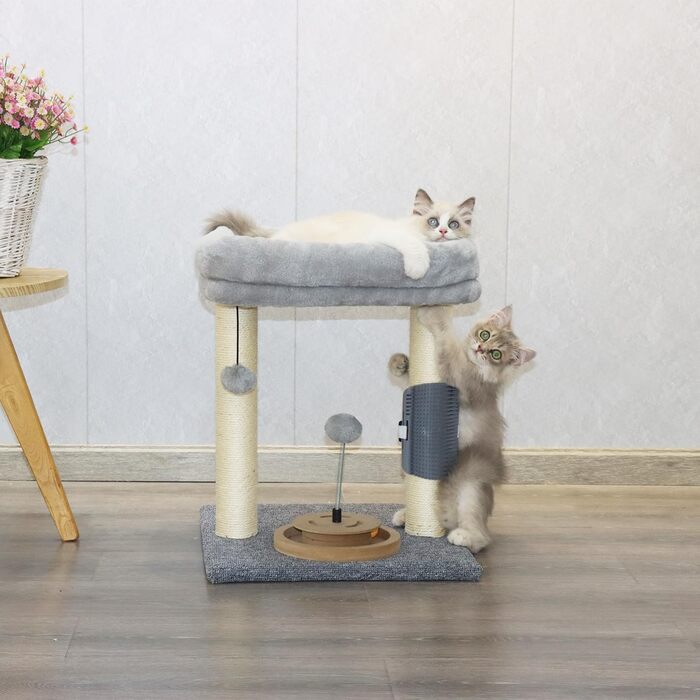 Котячий драпак-тур з лежаком, сірий, іграшка для котів та кошенят