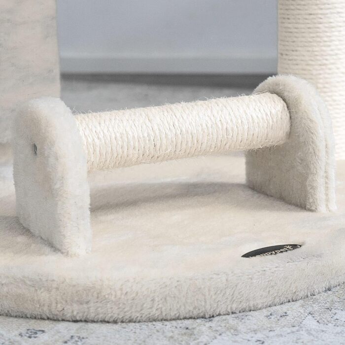 Великий когтеточка для котів HAPPYPET Parker 171 см, стійкий, з ігровим тунелем, будиночком, великими лежанками та стовпами 11 см, кремовий, кішковий комплекс XXL