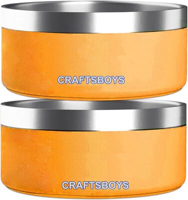 Миска для собак з нержавіючої сталі Craftsboys, подвійні стінки, нековзке гумове дно, 907 г, для малих, середніх і великих собак, помаранчева