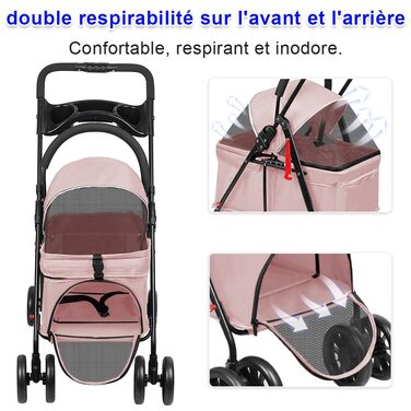 Дитяча коляска для собак та котів Homewell, складана, до 20 кг, рожева