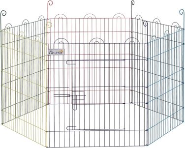 PawHut вольєр для цуценят, металевий, кольоровий, Ø120 x H60 см