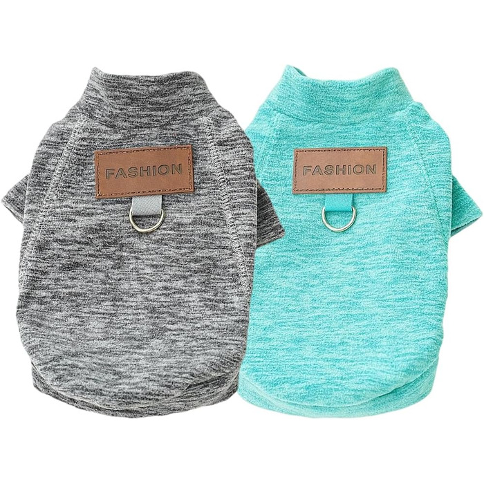 Флісові собачі светри (2/3 шт.) для маленьких собак, теплі, м'які, з коміром-гетром, для кошенят та собак, зимовий одяг для тварин (Сірий, Зелений, Синій)