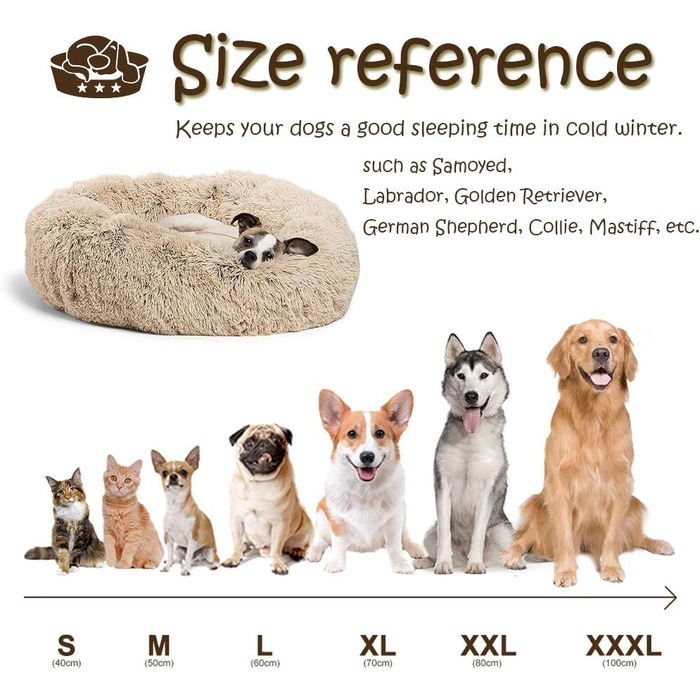 Кругле ліжко для собак FANSU з м'якого плюшу, коврик для котів, антиковзаюча база, розмір 80 см, Tie-Dye-Fuchsie