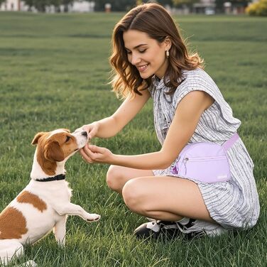 Сумка для дресирування собак Leckerlibeutel, з маленьким кишеньковим мішечком, вбудованим диспенсером для пакетів та тримачем для собачих екскрементів, кремового кольору (лавандовий)