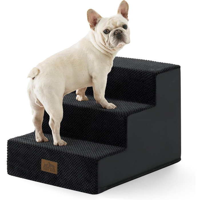 Сходинка для собак, 3 ступені, для ліжка, дивана, авто, 5 см, знімний чохол (60x5x5 см, чорний)