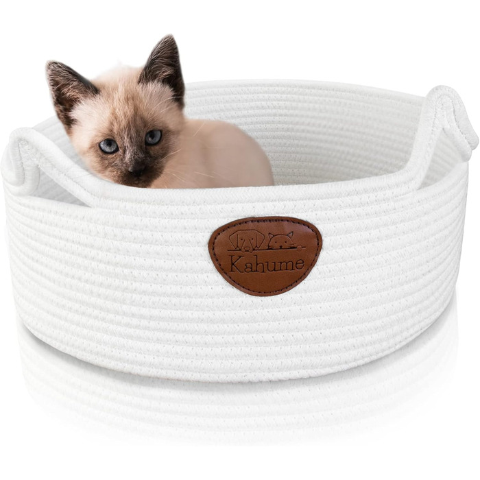 Квіткове ліжко для кота, лежанка з бавовняних мотузок, ECO лежанка для кота, лежанка для собак, ліжко для кота, місце для сну, лежанка для домашніх тварин, біле котяче ліжко