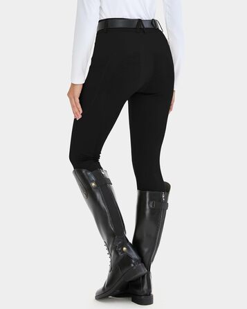 Легінси для верхової їзди HMILE жіночі з силіконовим тисненням, висока талія, еластичні, з кишенею для телефону та петлями для ременя (Чорний, XXL)