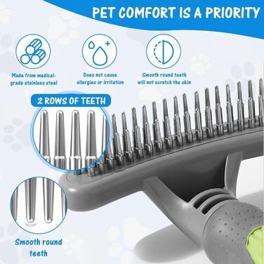 Професійна щітка для вичісування шерсті собак та котів, вичісувальна щітка для підшерстка, зменшує випадіння шерсті (зелена)