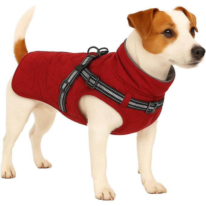 Зимовий одяг для собак - Flamingo Duker Червоний 35 см – водонепроникний, світловідбиваючий, з регульованою шлейкою, з підкладкою з флісу
