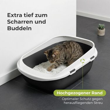 Гігантський закритий лоток для котів XXL Jumbo (65 см) з бортиком та совком, антрацит