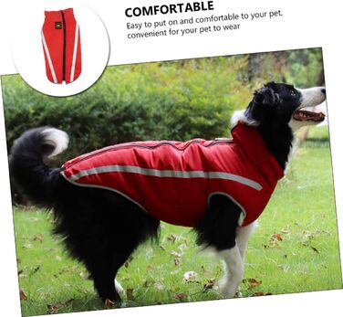 Водонепроникний дощовик для собак MERRYHAPY з флісовою підкладкою та світловідбиваючими смугами (45x55 см, червоний)