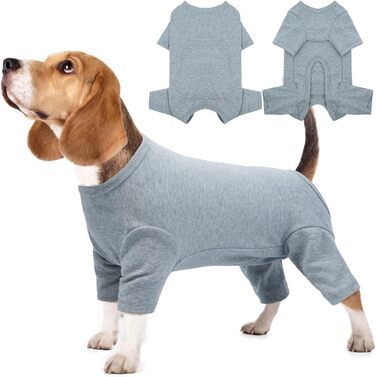 Комбінезон для собак після операції, захисний одяг від алергії, вилизування, випадіння шерсті, піжама для собак (L, сірий)