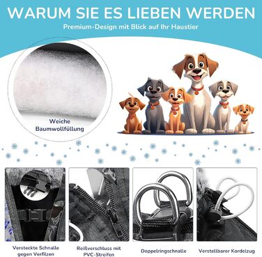 Водонепроникний теплий зимовий одяг для собак ALLSOPETS - куртка з відбиваючими смугами, стильна жилетка для холодної погоди (Blendblau, 3XL)