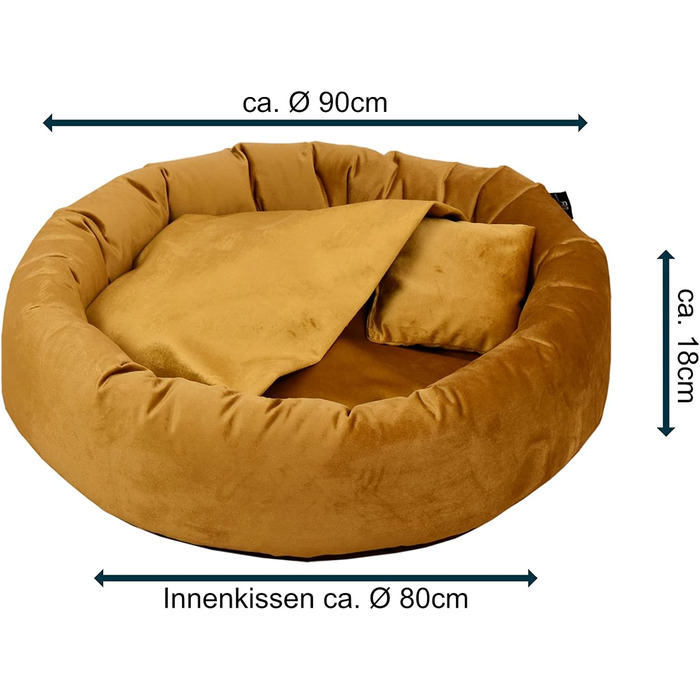 Килимок для собак Luxus Denver | гігієнічний, миється | розмір M (для маленьких та середніх собак) | затишна печеринка з пакетиками для відходів | діаметр 68 см (90 см, гірчичний)