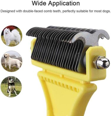 Професійна щітка для вичісування собак Kamm Professional Dog Dematting Kamm - виймає ковтуни, підходить для котів, жовта