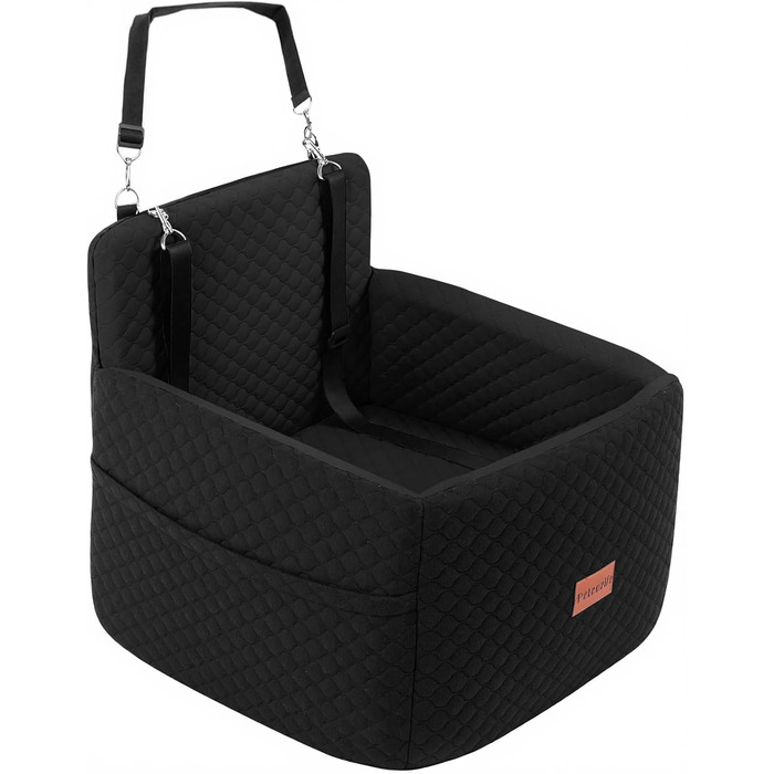 Автокрісло для собак Petcozife: безпечне та зручне автокрісло для собак малого та середнього розміру (до 15 кг), знімний, з товстим килимком та двома страхувальними ременями (чорний)