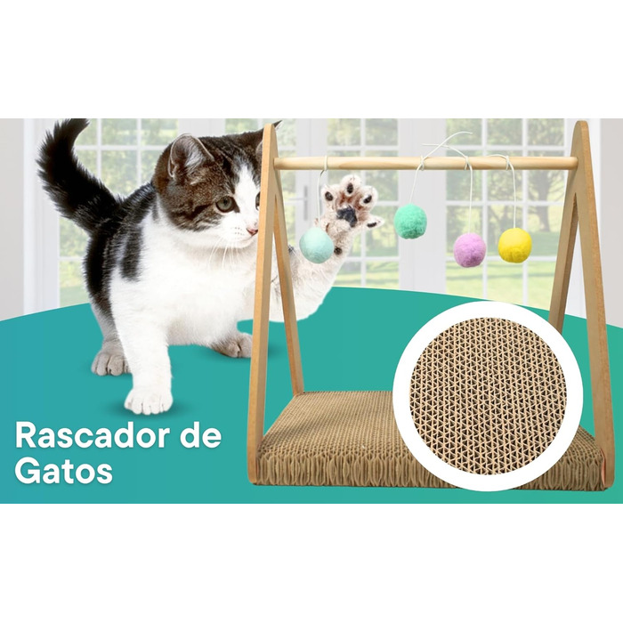 Когтеточка для великих котів з 5 іграшковими м'ячами, двостороння поверхня, посилена стійкість