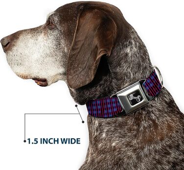 Комір для собак Buckle-Down Buffalo Plaid, абстрактний біло-чорно-бірюзовий, із кісточкою, малий розмір 22,9–38,1 см