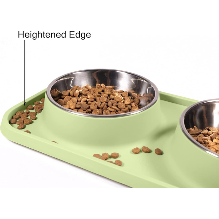 Миски для котів L.D.Dog: неслизькі, з нержавіючої сталі, з силіконовим килимком (оливковий)
