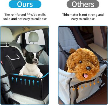 Автокрісло для собак Tamowa, чорне, для маленьких та середніх порід, на переднє та заднє сидіння, з ременем безпеки, водовідштовхувальне