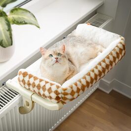 Підвісна лежанка для котів MEWOOFUN на вікно, 50x36 см, знімне м'яке ліжко, без присосок, витримує до 18 кг, коричнева