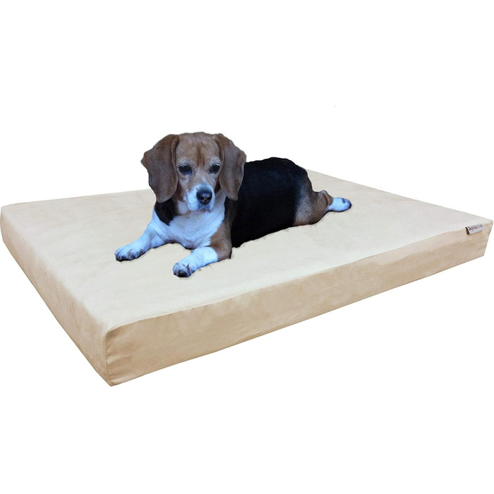 Ортопедичне ліжко для собак із меморі-піни dogbed4less, замша, водонепроникний чохол, з додатковою сумкою, для великих собак 107x71 см