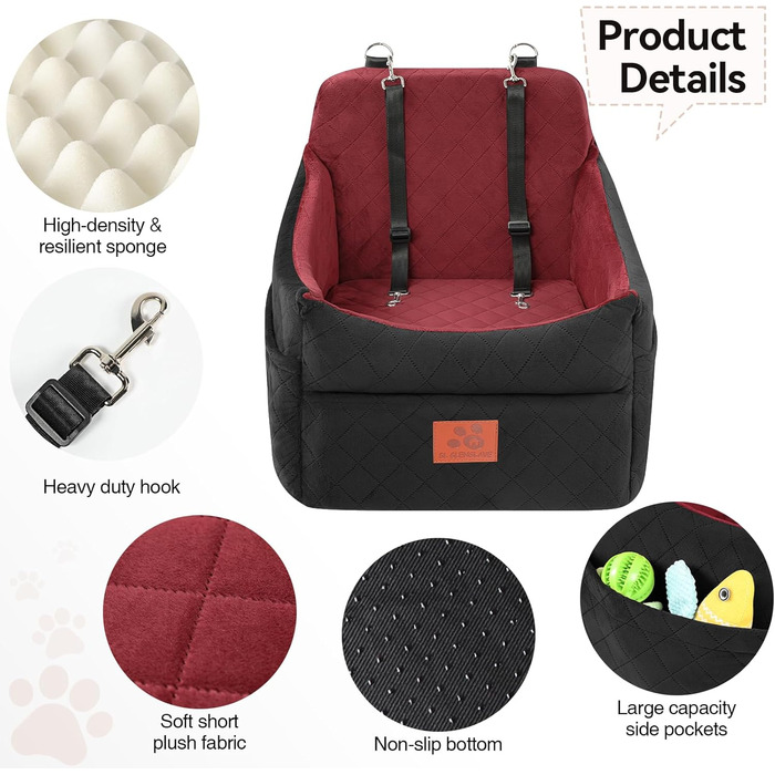Автокрісло для собак: м'яке, знімне, для маленьких та середніх порід (до 16 кг)