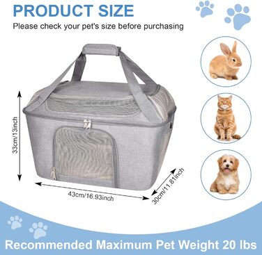 Транспортна переноска для котів та собак, складана переноска-мішок, переноска для тварин з регульованим плечовим ременем, схвалена авіакомпаніями