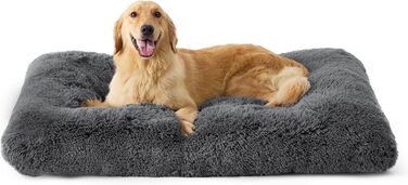 Ліжко для великих собак BEDSURE 104x74x8 см, м'яке плюшеве, знімний чохол, протиковзке, темно-сіре