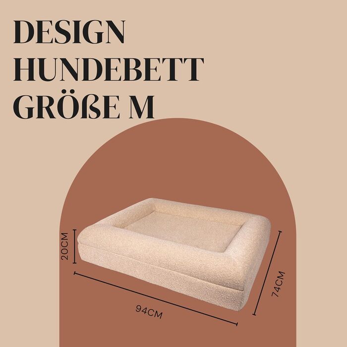 Ортопедичне ліжко для собак Bouclé, бежеве, з піною Memory Foam (M)