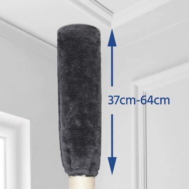 Yaheetech Котячий дряпак XXL, регульований, 228-255 см, 2 будиночки, кошик, сизаль, темно-сірий