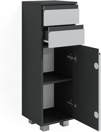 Пенал для ванної Vicco J-Shape, антрацит/дуб, 30x95 см