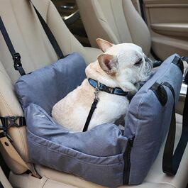 Автокрісло для собак та котів, сіре, з кріпленням та кишенею для зберігання, для маленьких та середніх порід
