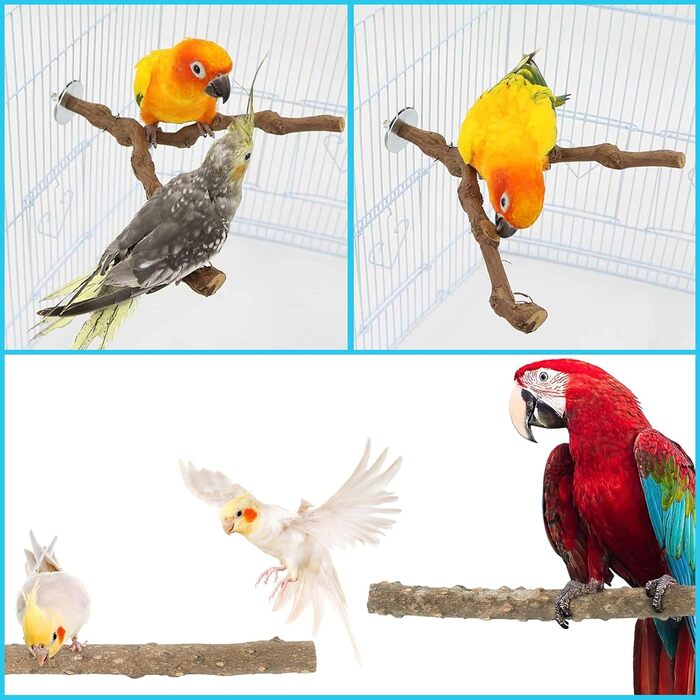 Набір з 9 дерев'яних перекладин Allazone для птахів, гойдалки для папуг, аксесуари для клітки, стиль 2