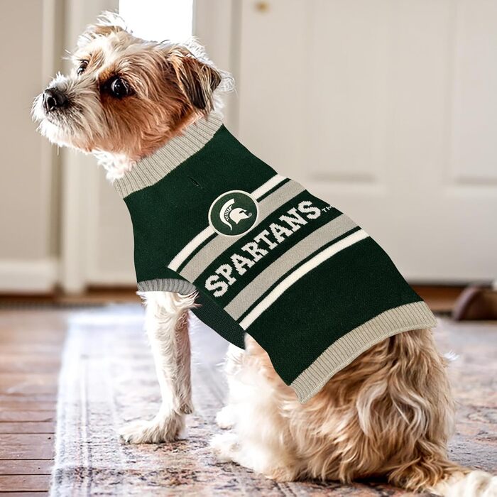 Теплий светр для собак NCAA Michigan State Spartans, розмір S, в'язаний пуловер з логотипом команди, для великих і малих собак