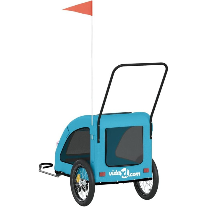 Причіп для велосипеда, переноска для собак, блакитний, Oxford-тканина, сталь, 93988