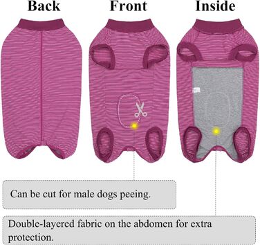 Операційний боді для собак після операції: захист від лизання, для кастрації, для кобелів та сук, медичний боді, захист рани, розмір S, колір фуксія