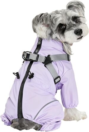 Зимовий теплий куртка для собак з отвором для повідка, вітронепроникний зимовий одяг для малих, середніх та великих собак (D28 Violett,M)