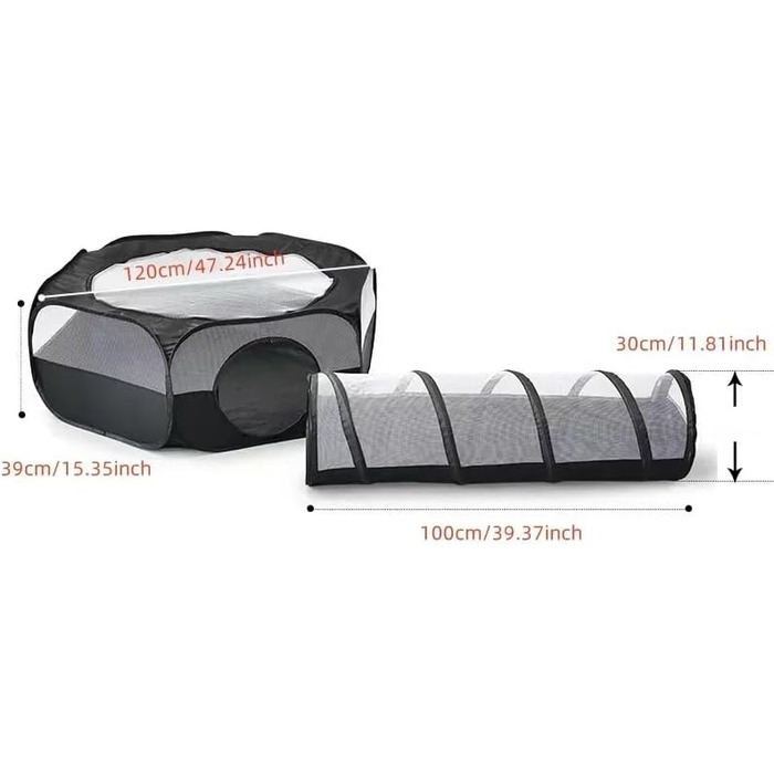 Туннель-іграшка для котів та цуценят, розкладний, чорний