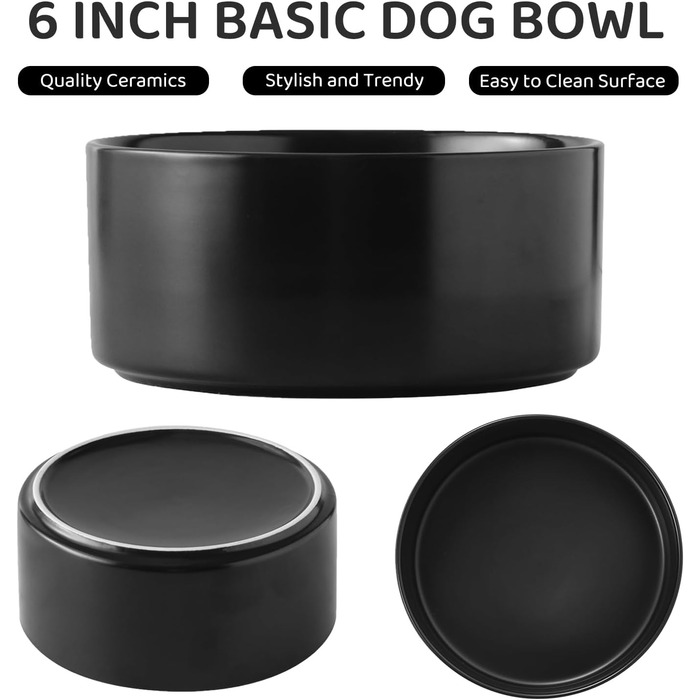 Набір керамічних годівниць для собак Welloyed - підняті миски, антиковзний бамбуковий стійкий підставник, набір мисок для їжі та води для собак маленьких та середніх порід, годівниці для домашніх тварин, годівниці з ваговою основою (15,2 см)