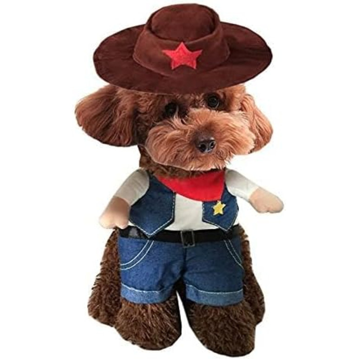 Костюм ковбоя для собак з капелюхом. Карнавальний костюм для собак та котів на Хелловін. Середній розмір