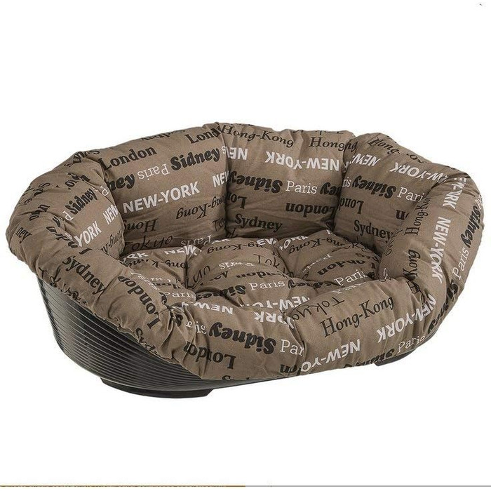 Квіткова лежанка для собак та котів Ferplast SOFA' 6 з м'яким подушком, коричнева, 73 x 55 x 27 см