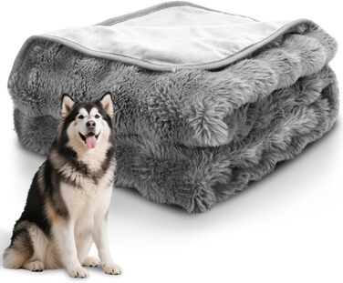 Водонепроникний коврик для собак Nobleza, теплий, плюшевий, 120 x 100 см, двосторонній, придатний для прання в машині, для диванів та ліжок, (XXL 200 x 150 см), сірий