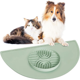 Набір мисок для собак Slow Feeder та килимок для годування, силікон. Ідеально для собак малих та середніх порід, з присосками, нековзний, легко миється, підняті краї, шавлія.