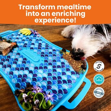 Килимок для собак Marley Reversible Lick Mat: силікон, повільне годування, антиковзаюча поверхня, блакитний колір