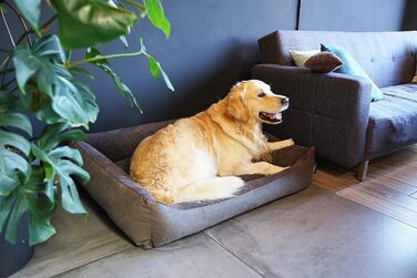4L Textil Teo: М'яке ліжко для собак, корзина для собак середнього розміру, знімний та пральний чохол (100x80 см, Коричневий)